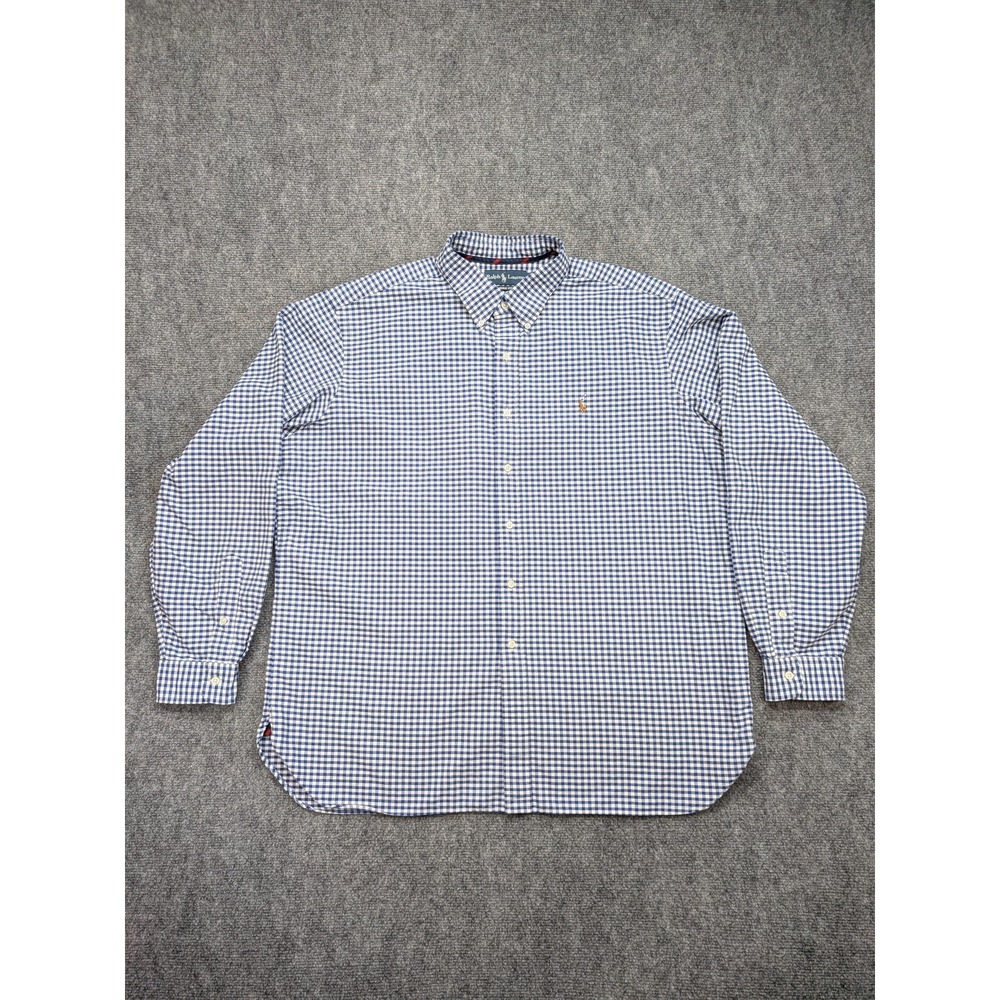 Ralph Lauren Shirt Mens 2XL Gingham Plaid Classic Fit Button Down